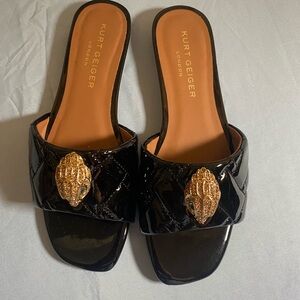 Kurt Geiger Black Sandals with Gold Embellishment